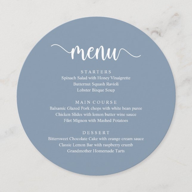Modern Rustic Script, Wedding Dinner Menu (Front)