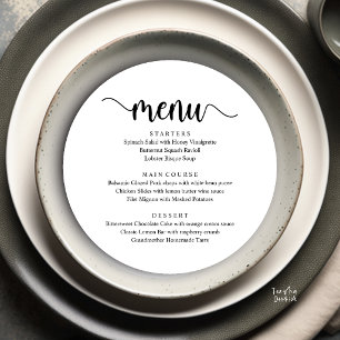 Modern Rustic Script, Wedding Elopement Dinner Menu