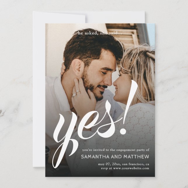 Modern Rustic She Said Yes Engagement Party  Invitation (Front)