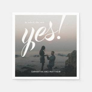 Modern Rustic She Said Yes Engagement Photo Party Napkin