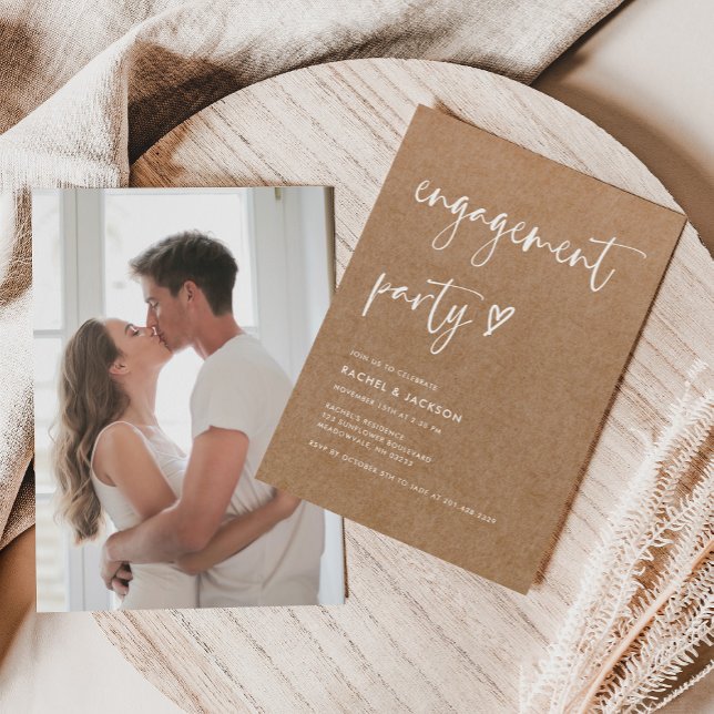 Modern Rustic Simple Calligraphy Engagement Party Invitation (Creator Uploaded)