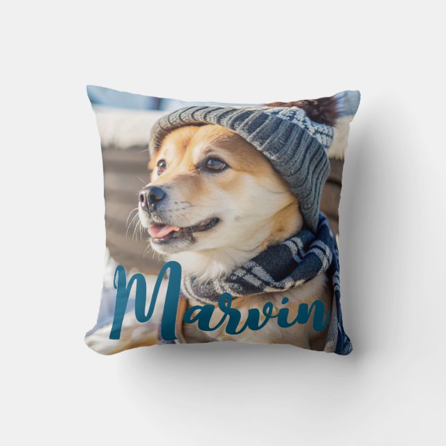 Modern Rustic Simple Custom Pet Photo Cushion (Front)
