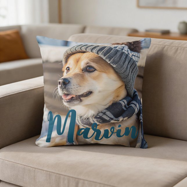 Modern Rustic Simple Custom Pet Photo Cushion (Creator Uploaded)