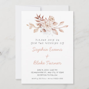 Modern Rustic Soft Floral White Wedding Invitation