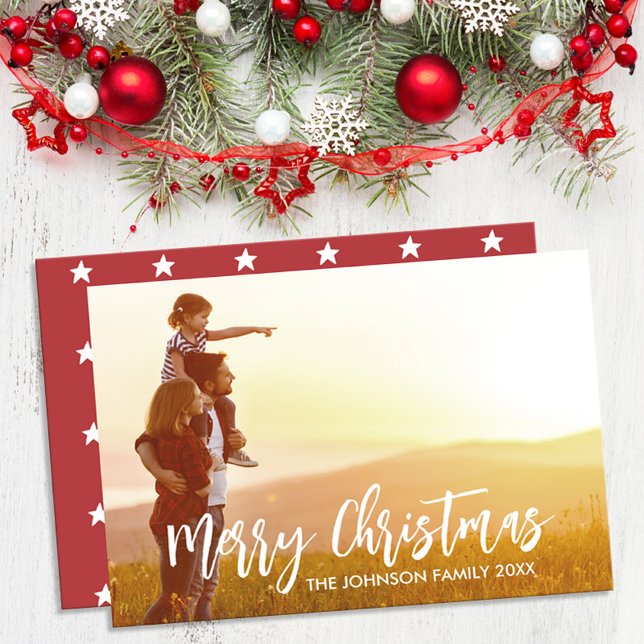 Modern Rustic Stars Christmas Holiday Photo Card (Creator Uploaded)