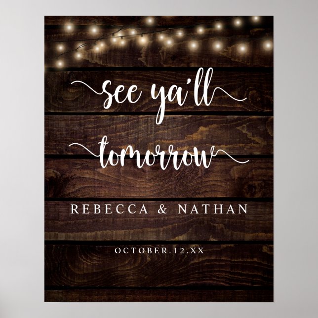 Modern Rustic string lights, See you all tomorrow  Poster (Front)