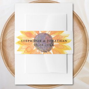 Modern Rustic Sunflower Invitation Belly Band