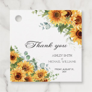 Modern Rustic Sunflower Yellow Wedding Favour Tags