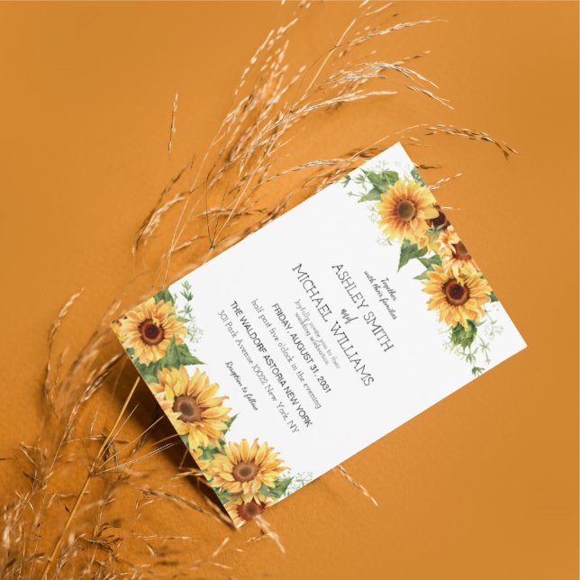 Modern Rustic Sunflower Yellow Wedding Invitation (Creator Uploaded)