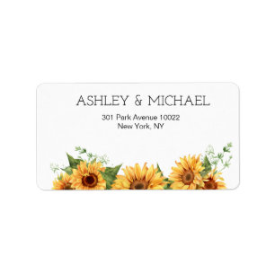 Modern Rustic Sunflower Yellow Wedding Label