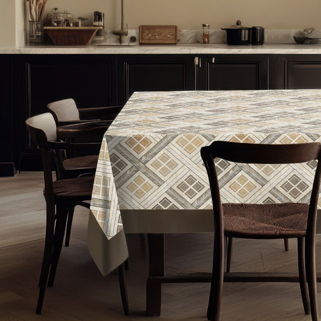 Modern Rustic Tablecloth Neutral Geometric Motifs (Modern Rustic Tablecloth Neutral Geometric Motifs)