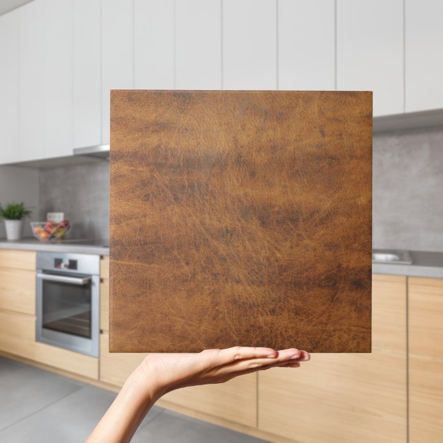 Modern Rustic Tan Leather Tile (Modern Rustic Faux Tan Leather Tile Cowboy Western Country Tiles
)