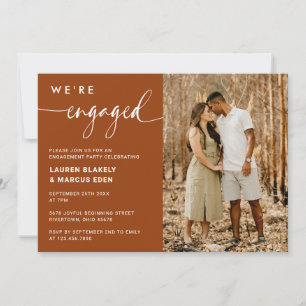 Modern Rustic Terracotta Photo Engagement Party  Invitation