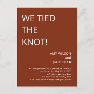 Modern Rustic Terracotta Wedding Announcement Postcard