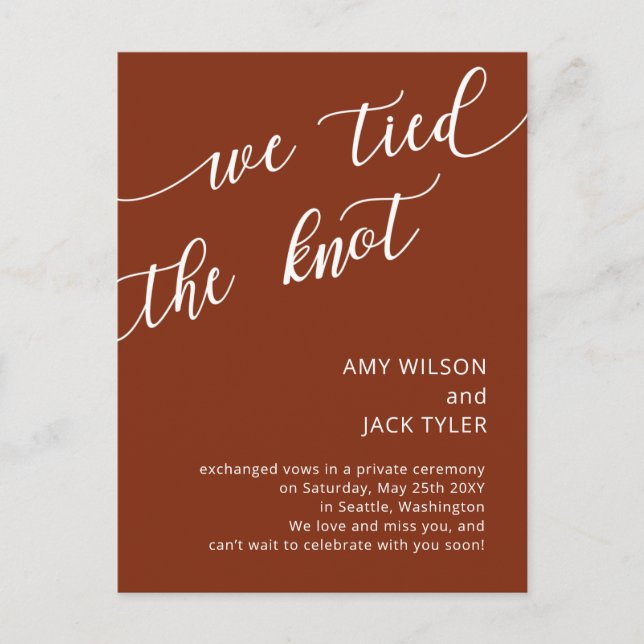 Modern Rustic Terracotta Wedding Announcement Postcard (Front)