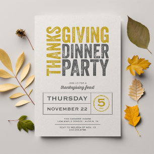 Modern Rustic Thanksgiving Dinner Party Invitation