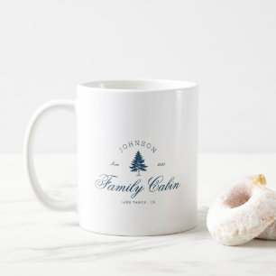 Modern Rustic Trees Family Cabin Crew Preppy Blue  Coffee Mug
