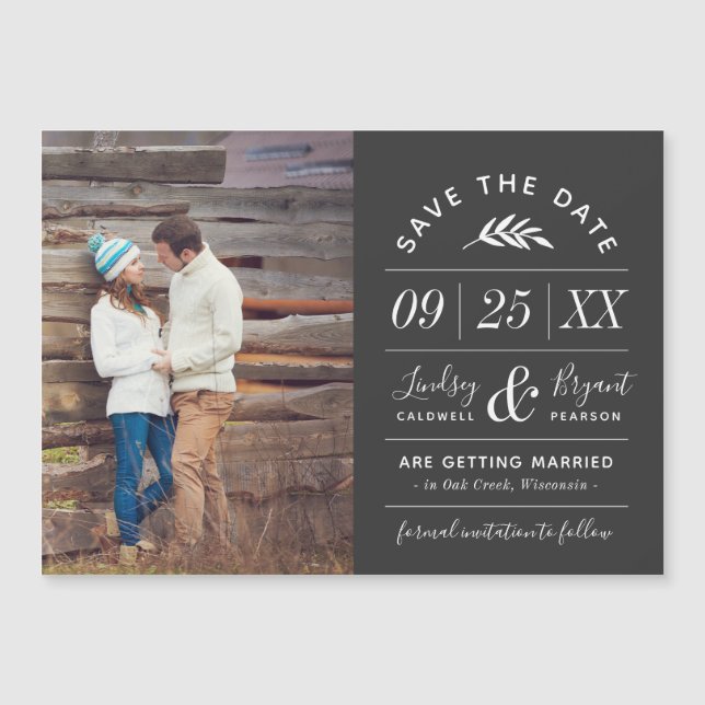 Modern Rustic Typography Photo Save the Date (Front)
