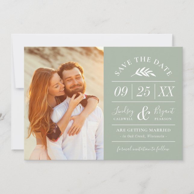 Modern Rustic Typography Photo Save the Date Invit Invitation (Front)