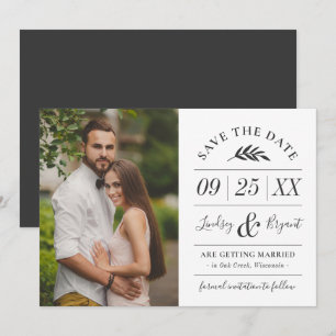 Modern Rustic Typography Photo Save the Date Invit Invitation