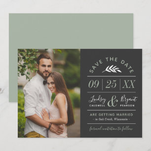 Modern Rustic Typography Photo Save the Date Invit Invitation