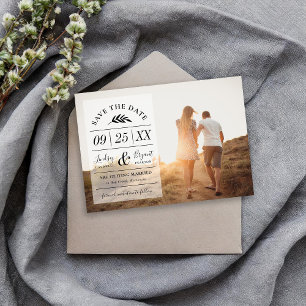 Modern Rustic Typography Photo Save the Date Invitation