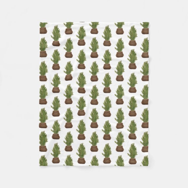 Modern Rustic Watercolor Christmas Tree Holiday Fleece Blanket (Front)