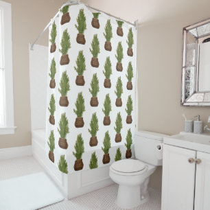 Modern Rustic Watercolor Christmas Tree Holiday Shower Curtain