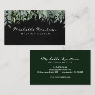 Modern Rustic Watercolor Eucalyptus Greenery Business Card
