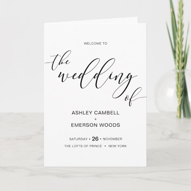 Modern Rustic Wedding Ceremony Folded Program (Front)