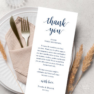 Modern Rustic Wedding Dinner Thank You Card