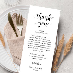 Modern Rustic Wedding Dinner Thank You Card