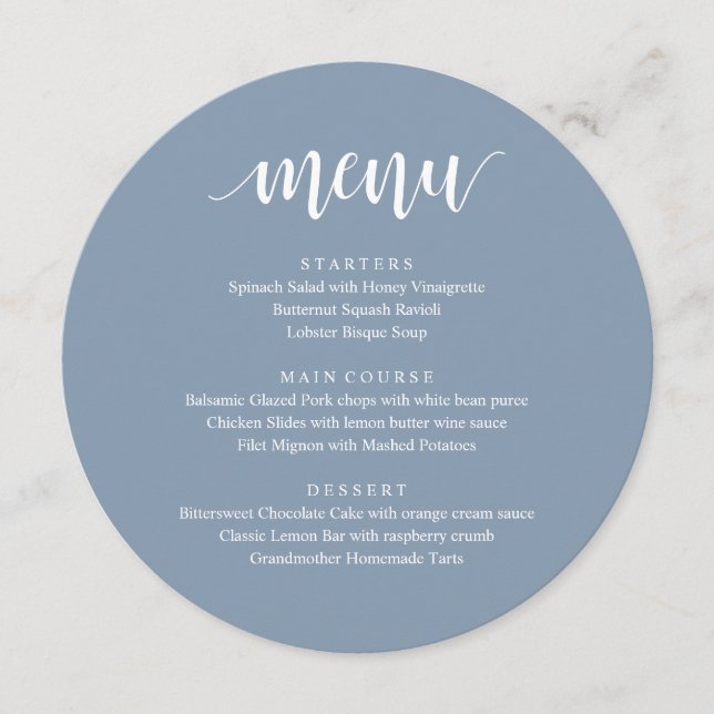 Modern Rustic, Wedding Elopement Reception Dinner  Menu (Front)