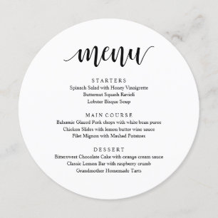 Modern Rustic, Wedding Elopement Reception Dinner  Menu