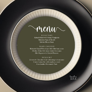 Modern Rustic, Wedding Elopement Round Dinner Menu