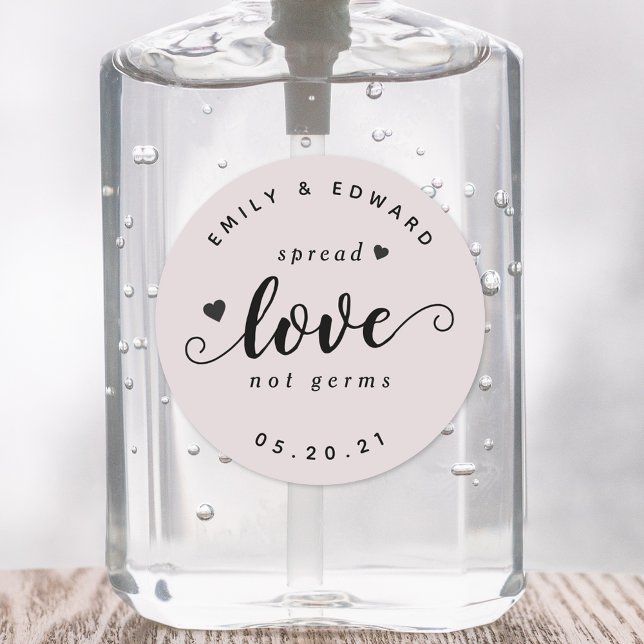 Modern Rustic Wedding Favour Hand Sanitizer Classic Round Sticker (Creator Uploaded)