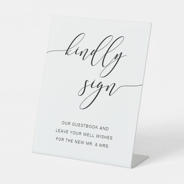 Modern Rustic Wedding Guestbook Please Sign Script (Front)