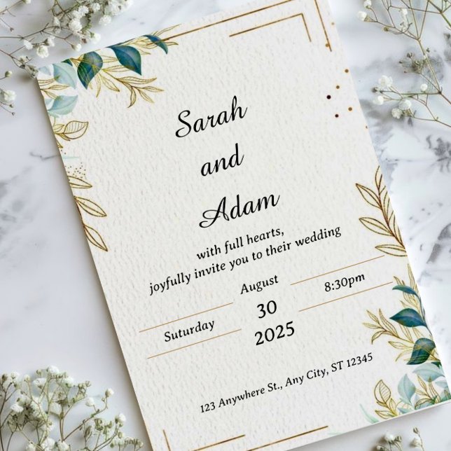 Modern Rustic Wedding Invitation Template  (Creator Uploaded)