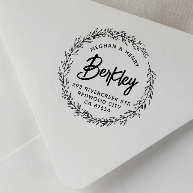 Modern Rustic Wedding Names Return Address Self-inking Stamp (Creator Uploaded)