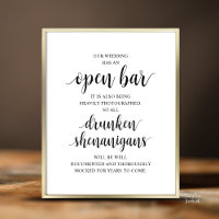 Modern Rustic Wedding Open Bar Drunken Shenanigans