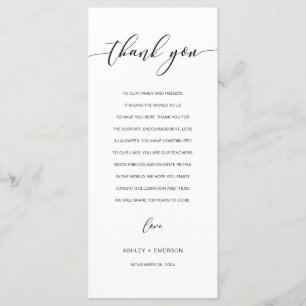 Modern Rustic Wedding Reception Thank You Card