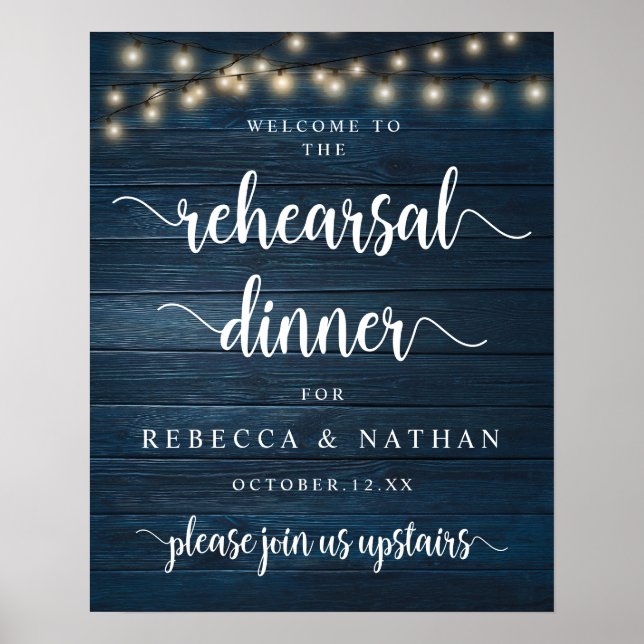Modern Rustic, Wedding Rehearsal Dinner Welcome  Poster (Front)