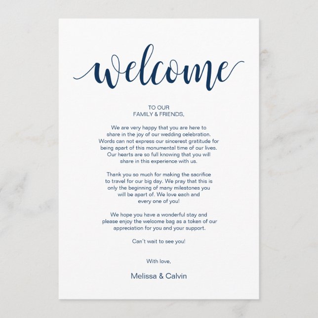 Modern Rustic Wedding Welcome and Itinerary Card (Front)