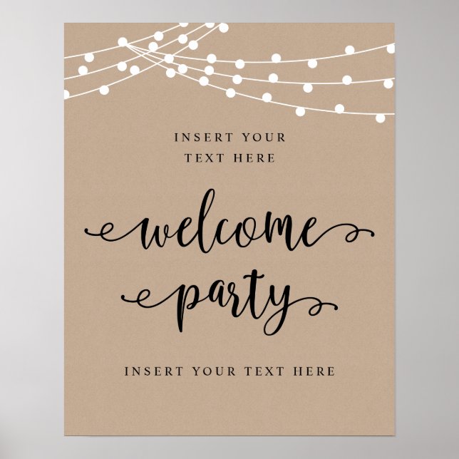 Modern Rustic, Welcome Party Poster (Front)