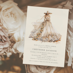 Modern Rustic Western Floral  Bridal Shower  Invitation