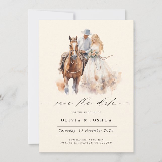 Modern Rustic Western Photo  Save the Date  (Front)