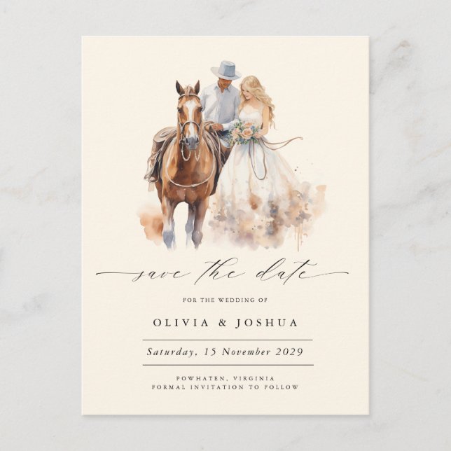 Modern Rustic Western Photo Save the Date  Announcement Postcard (Front)