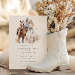 Modern Rustic Western Wedding Invitation 