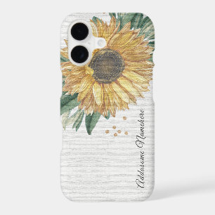 Modern Rustic White Ivory Sunflower   iPhone Case