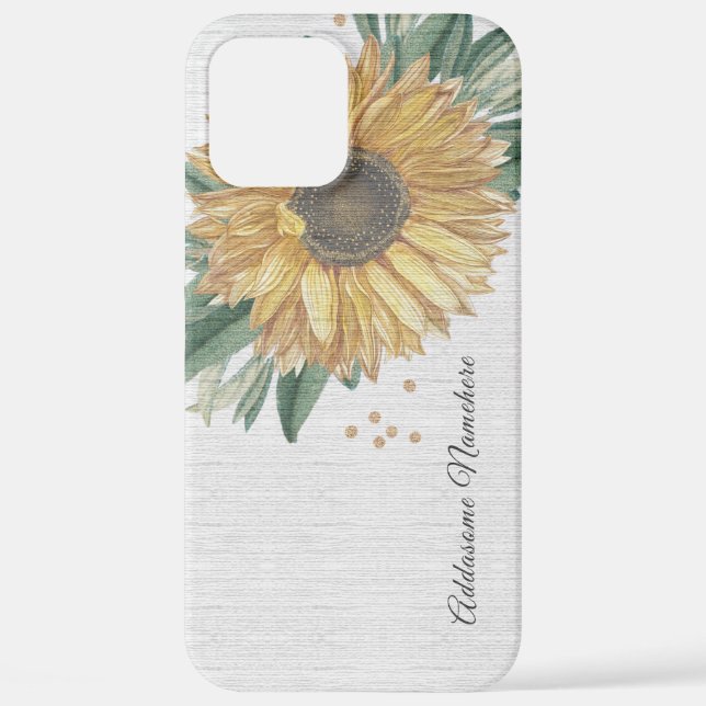 Modern Rustic White Ivory Sunflower   iPhone Case (Back)